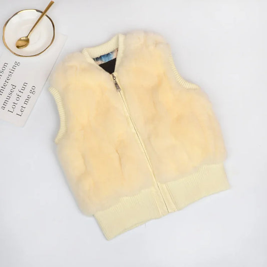 Veste Lapin Sans Manche Beige