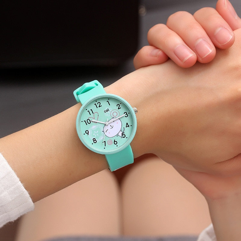 Montre Chat Bleu Turquoise