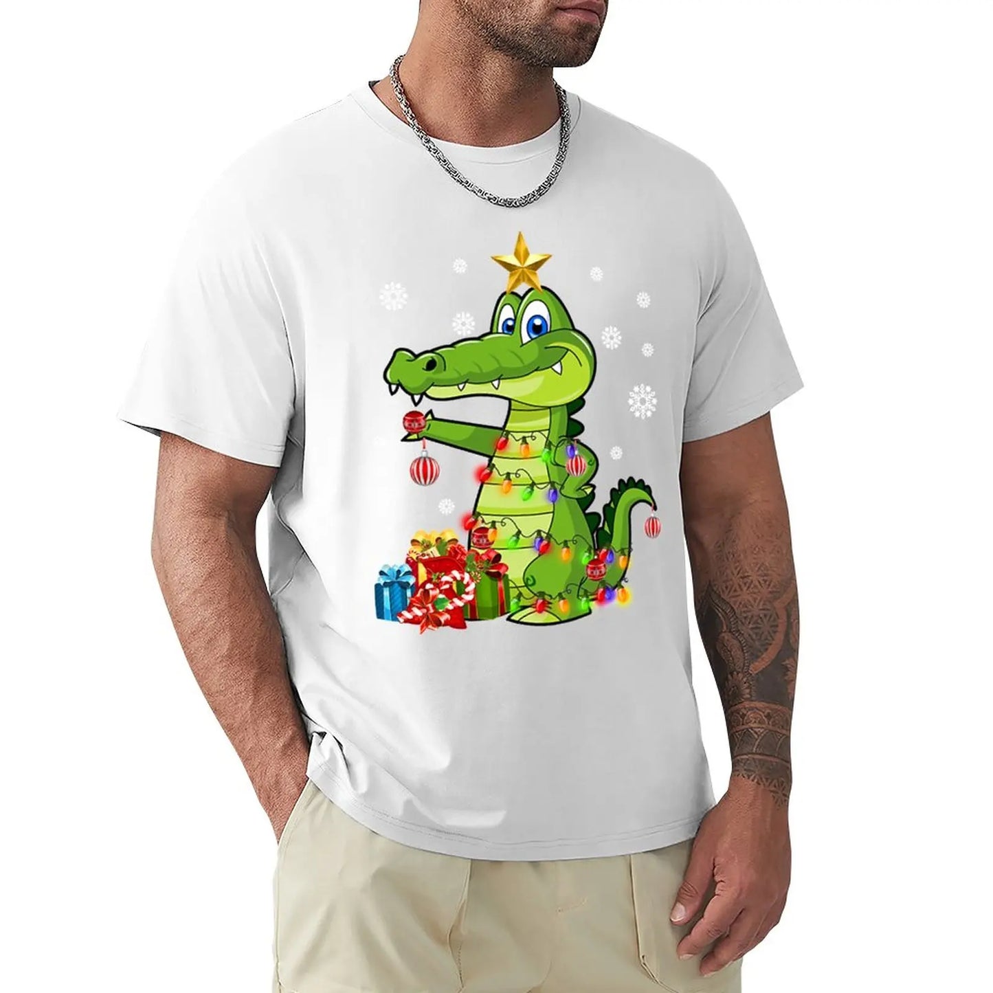 T-Shirt Crocodile Noel Blanc