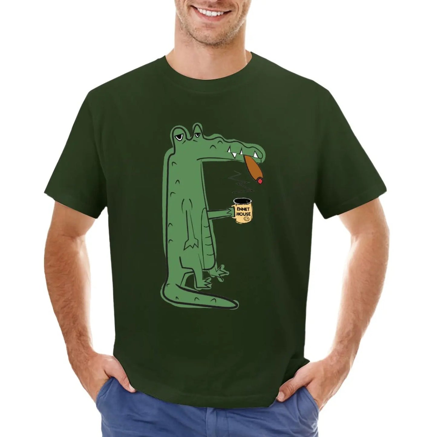 T-Shirt Crocodile Café Vert Foncé