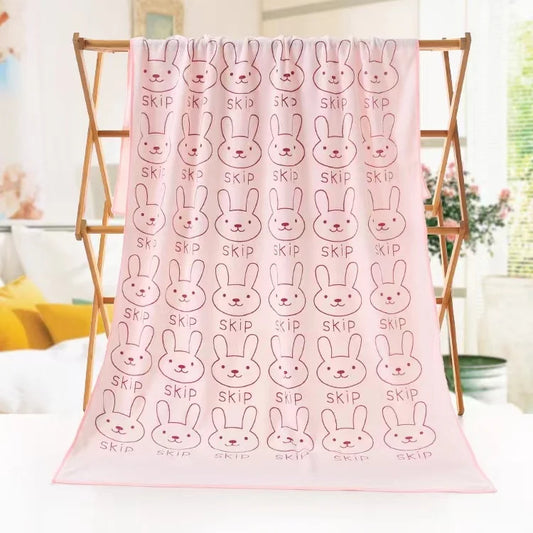 Serviette De Bain Lapin Rose Clair