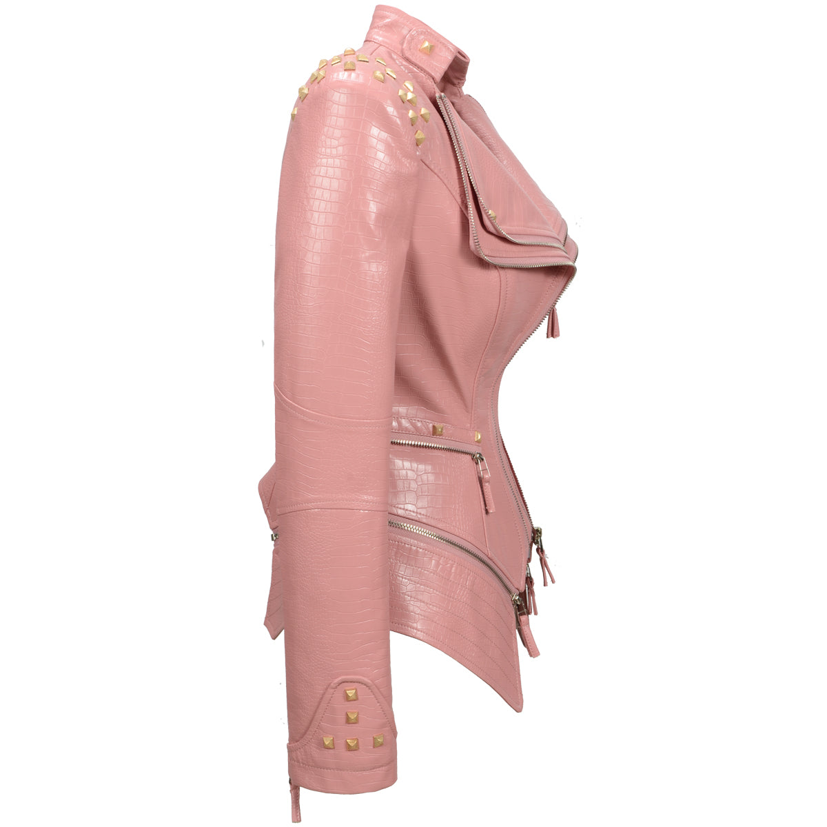 Veste  Crocodile Motard Rose