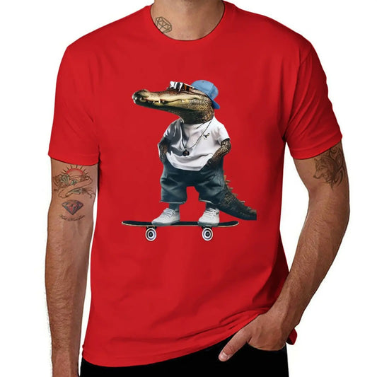 T-Shirt Crocodile Skateur Rouge