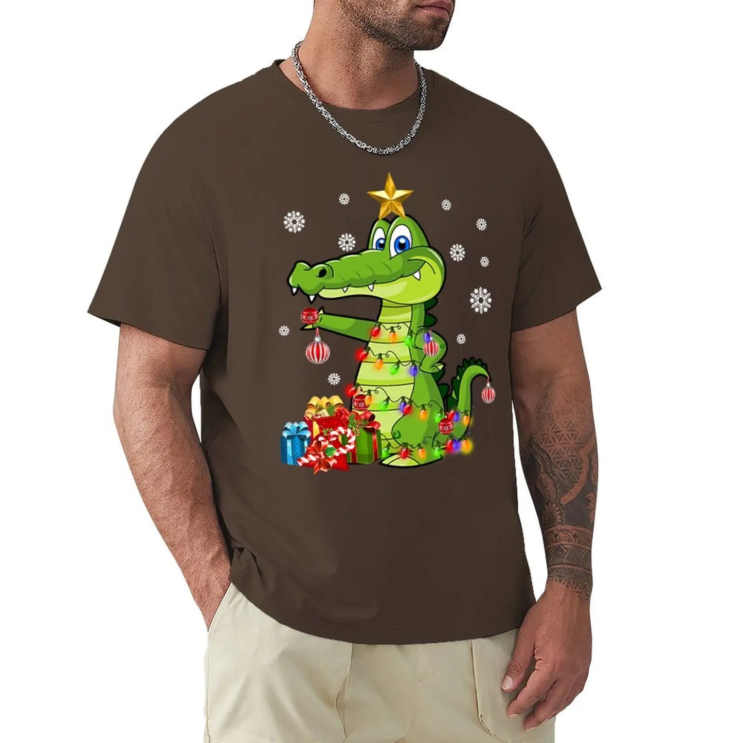 T-Shirt Crocodile Noel Marron