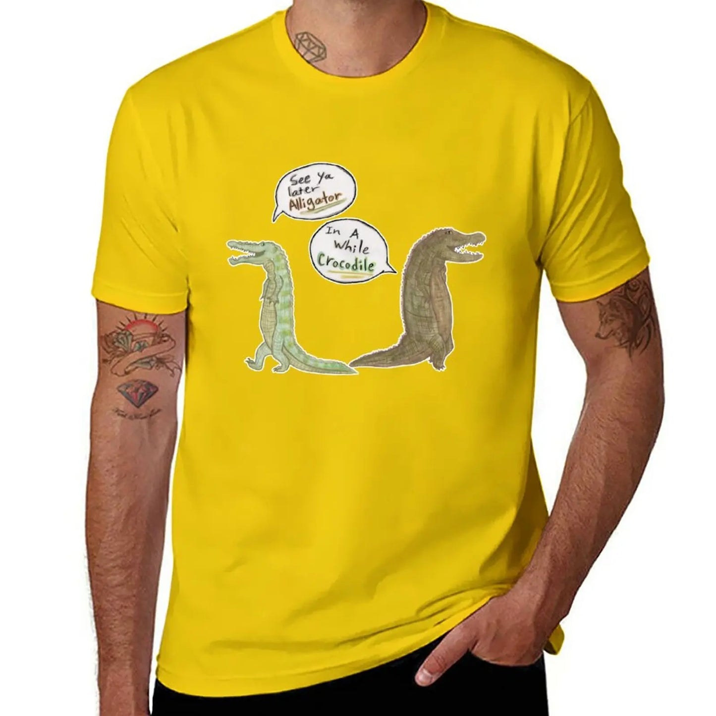 T-Shirt Crocodile Marrant Jaune