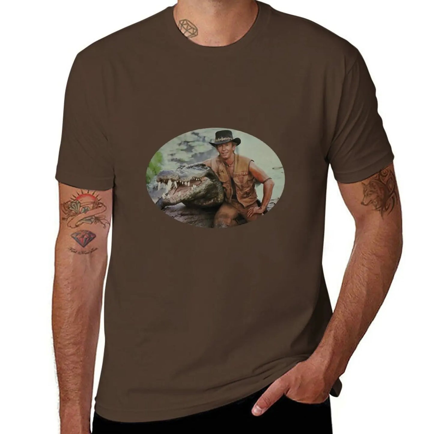 T-Shirt Crocodile Dundee Marron