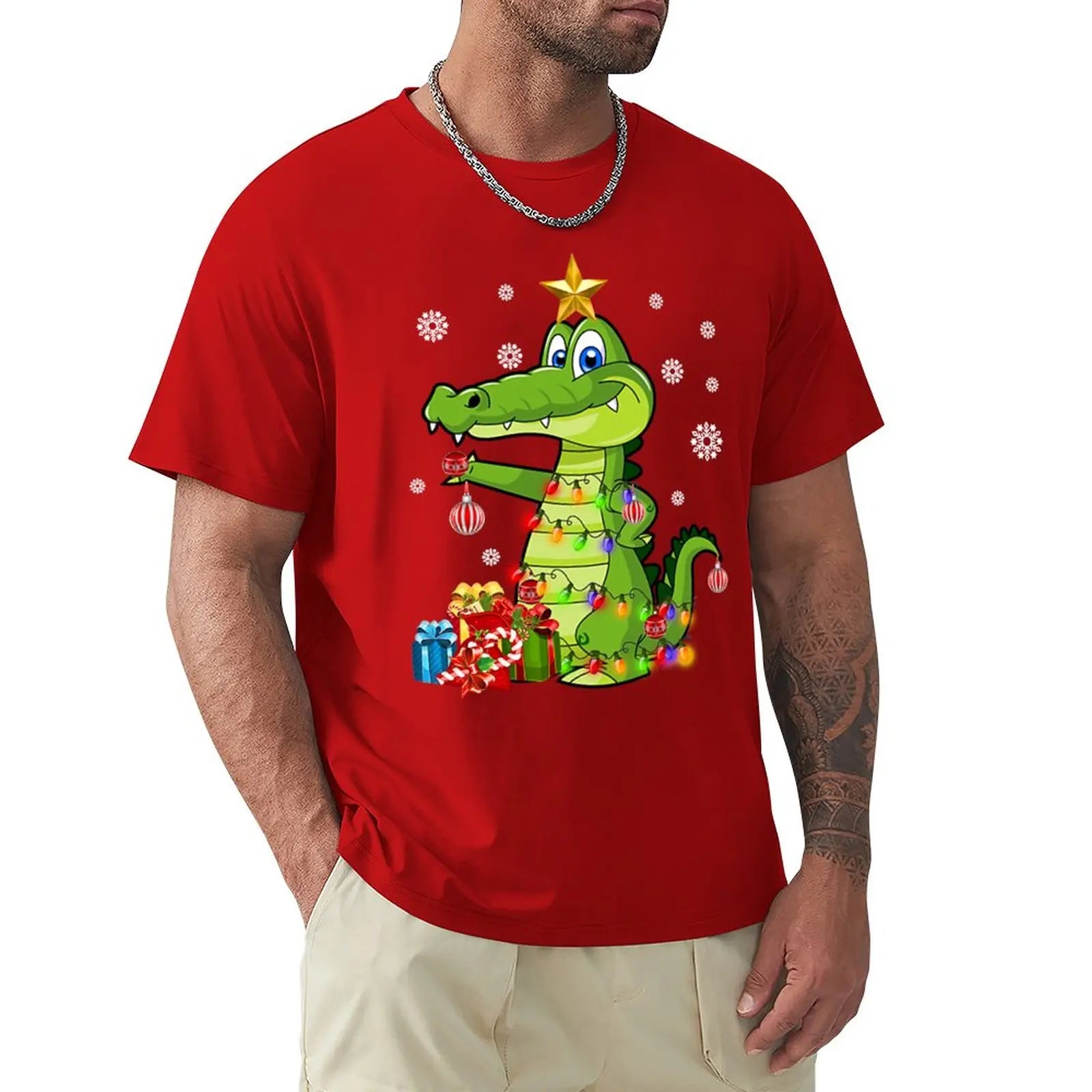 T-Shirt Crocodile Noel Rouge