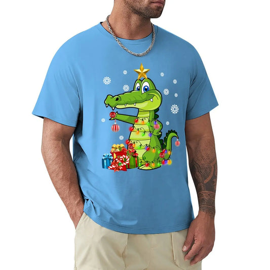 T-Shirt Crocodile Noel Bleu Ciel