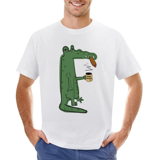 T-Shirt Crocodile Café Blanc