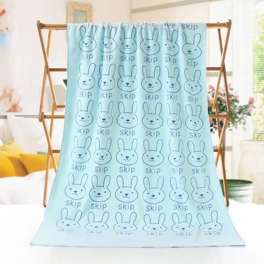 Serviette De Bain Lapin Bleu Clair