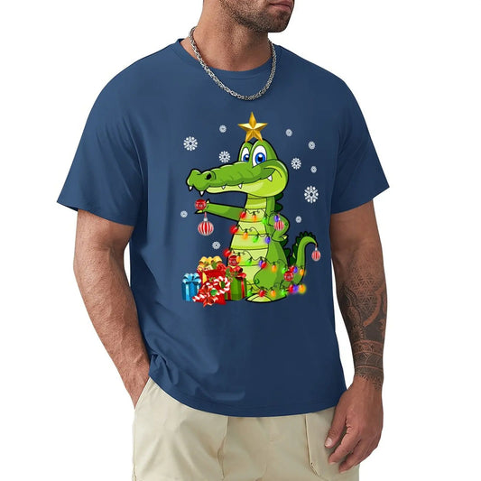 T-Shirt Crocodile Noel Bleu Marine