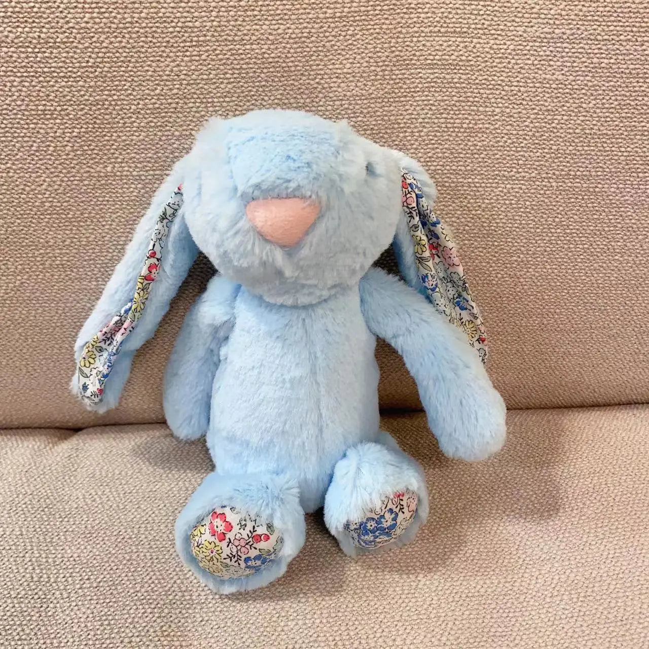 Peluche Lapin Fleurie Bleu