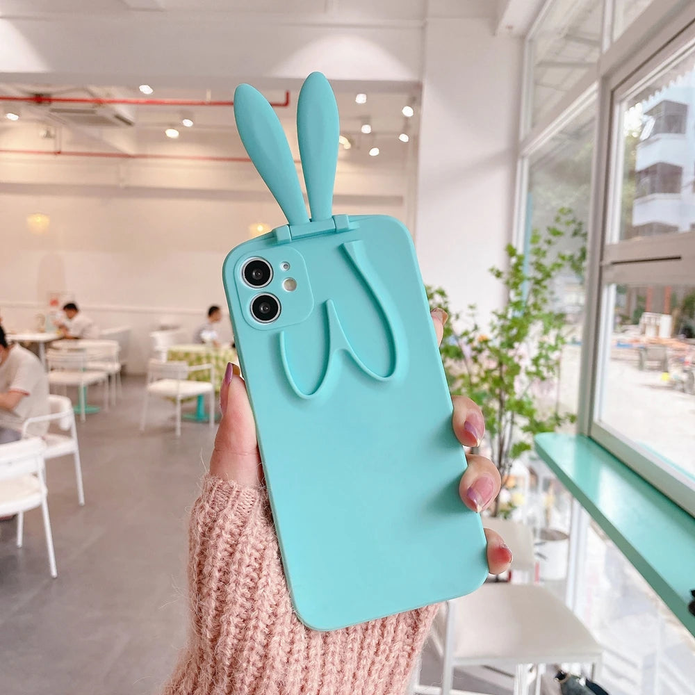 Coque Lapin Oreille Bleu