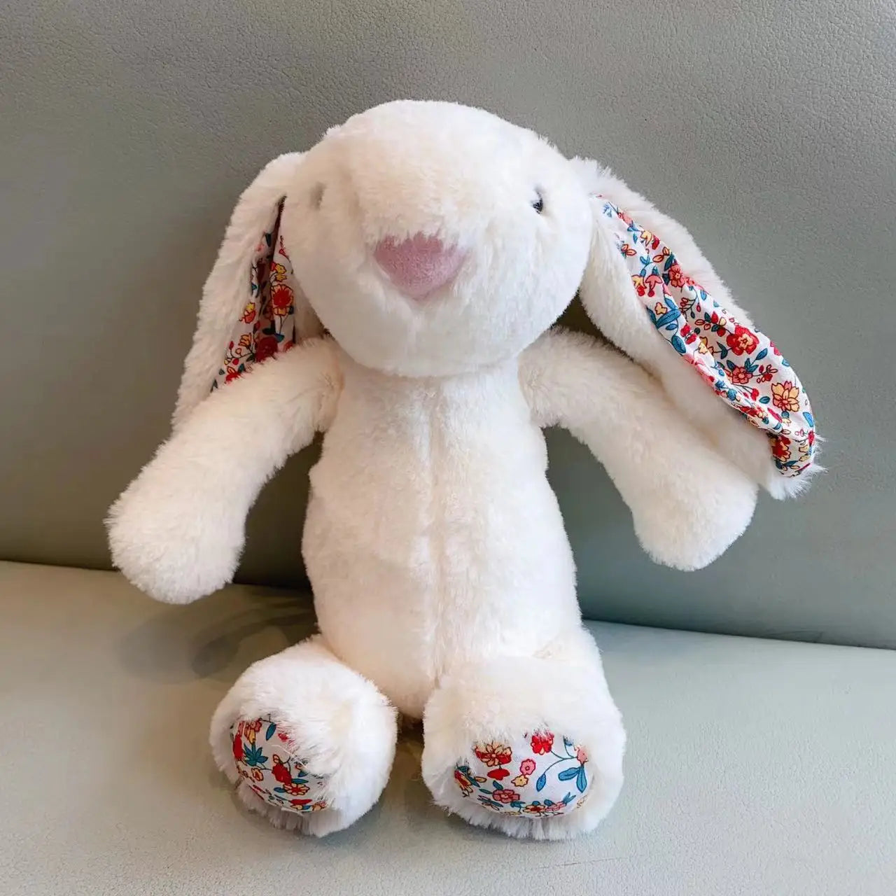 Peluche Lapin Fleurie Blanc