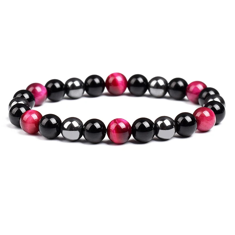 Bracelet Oeil de Tigre Rose Foncé