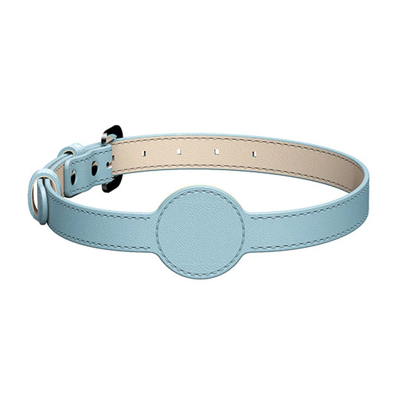 Collier Chien Airtag Cuir Bleu