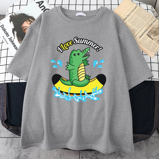 T-Shirt Crocodile Eté Gris