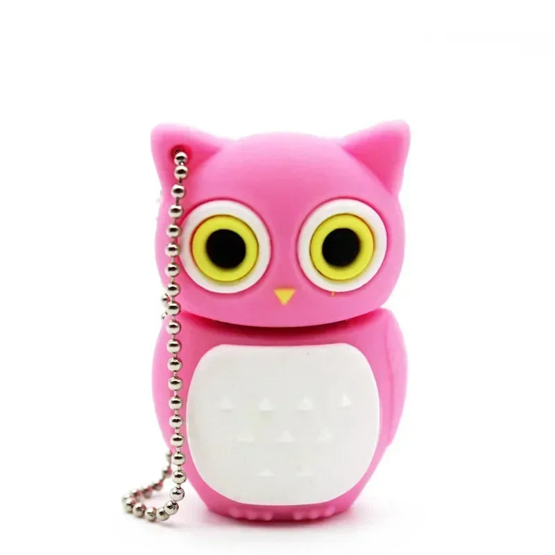 Clé USB Chat Blanc Hibou Rose