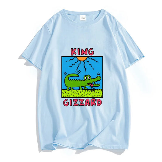 T-Shirt Crocodile King Gizzard Bleu Ciel