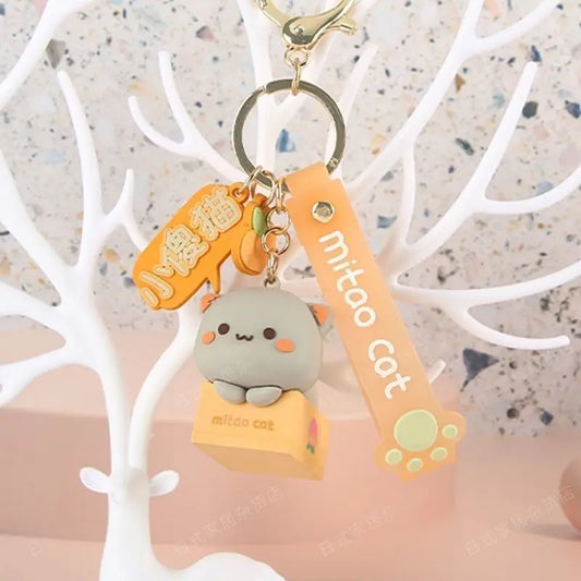 Porte Clé Chat Kawaii Gris