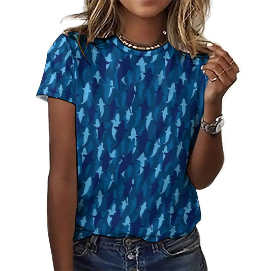 T-Shirt Requin Femme Bleu