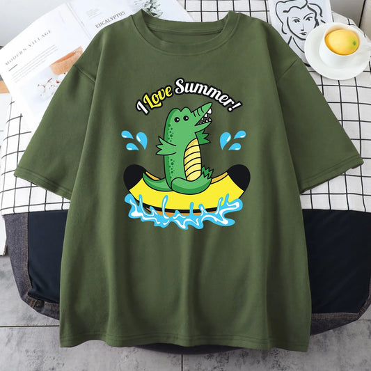 T-Shirt Crocodile Eté Vert Foncé