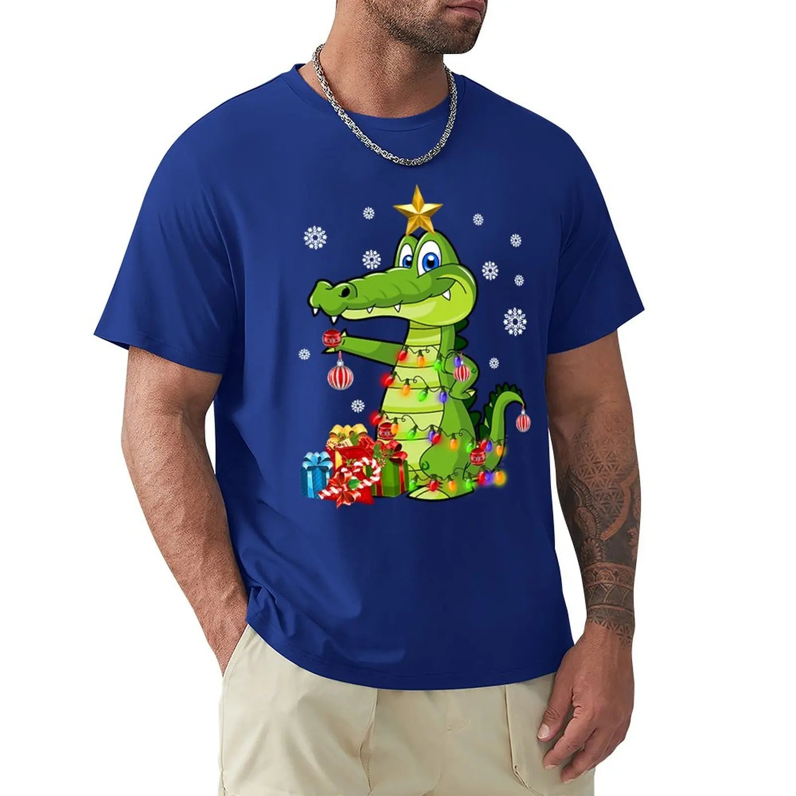 T-Shirt Crocodile Noel Bleu