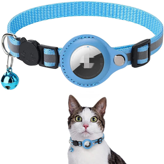 Collier Chat Airtag Bleu Ciel