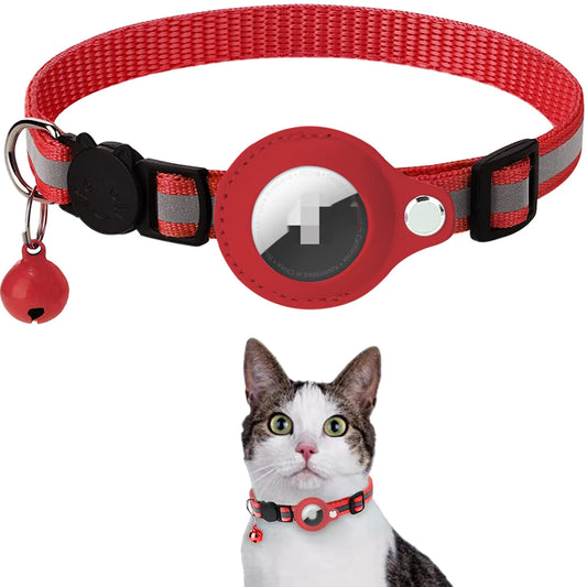 Collier Chat Airtag Rouge