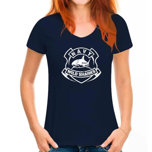 T-Shirt Requin Navy Femme Bleu Marine