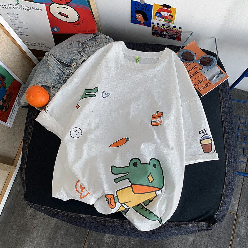 T-Shirt  Crocodile Cartoon Blanc