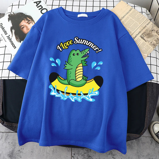T-Shirt Crocodile Eté Bleu