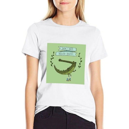 T-Shirt Crocodile Roller Blanc