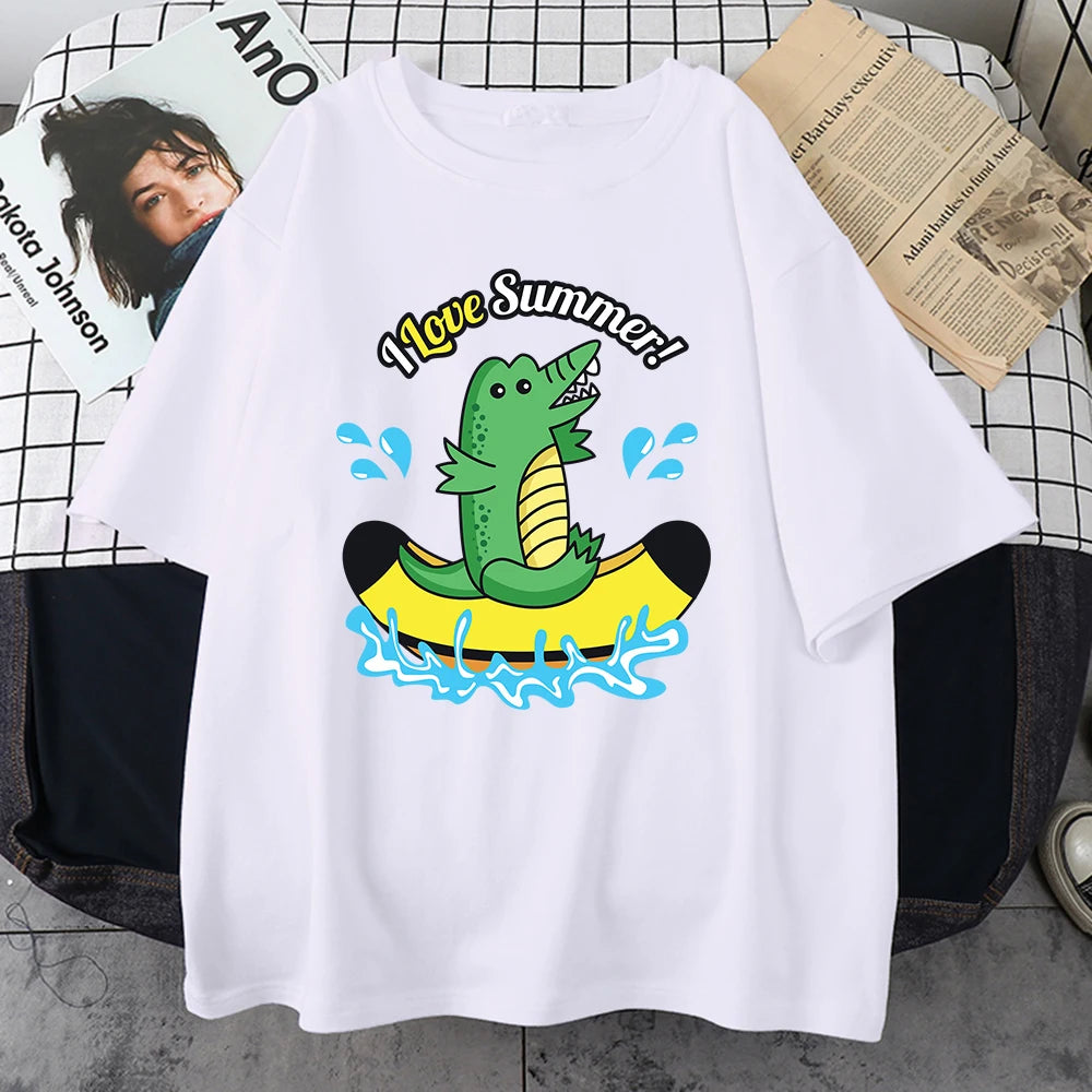 T-Shirt Crocodile Eté Blanc