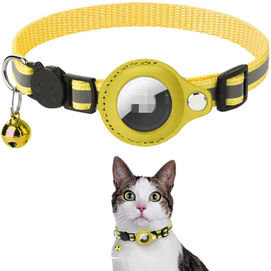 Collier Chat Airtag Jaune
