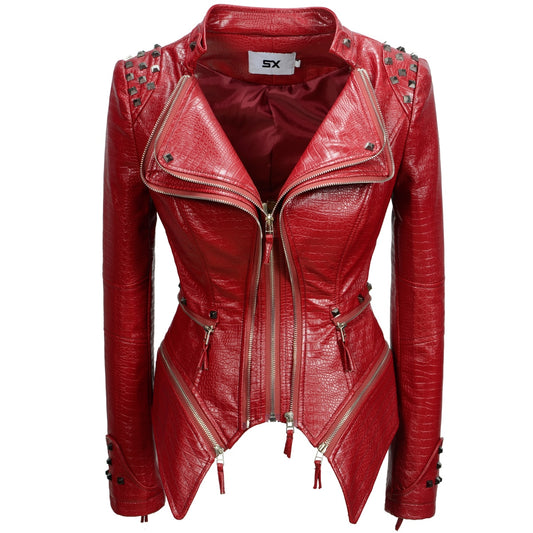 Veste  Crocodile Motard Rouge