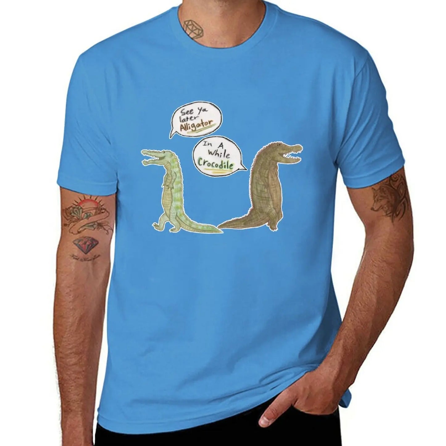 T-Shirt Crocodile Marrant Bleu Ciel