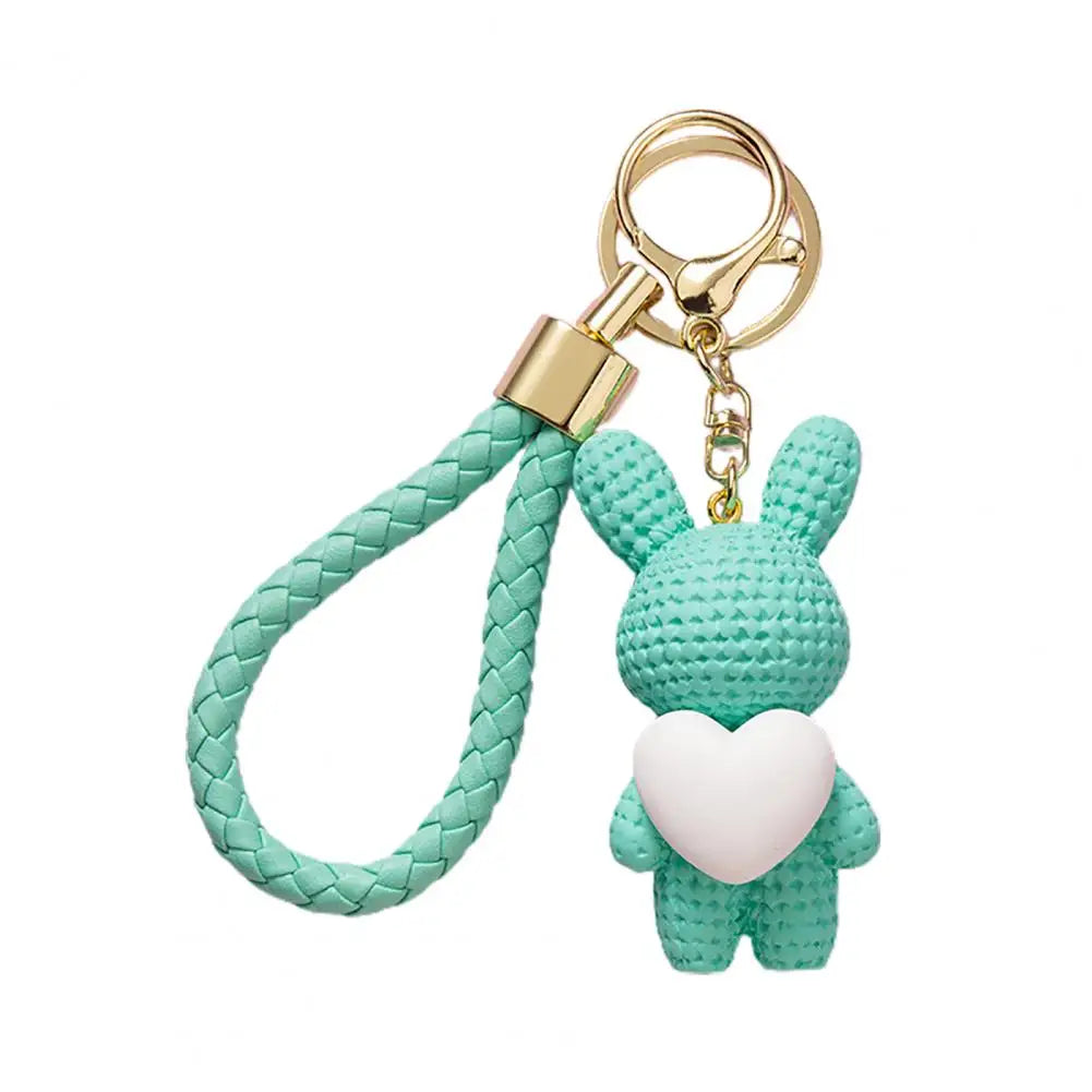 Porte Clé Lapin Tissé Bleu Turquoise