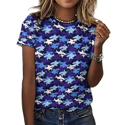 T-Shirt Requin Femme Violet