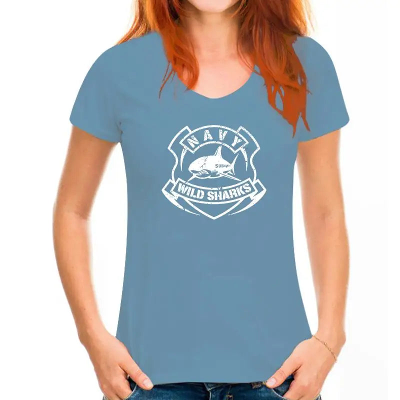 T-Shirt Requin Navy Femme