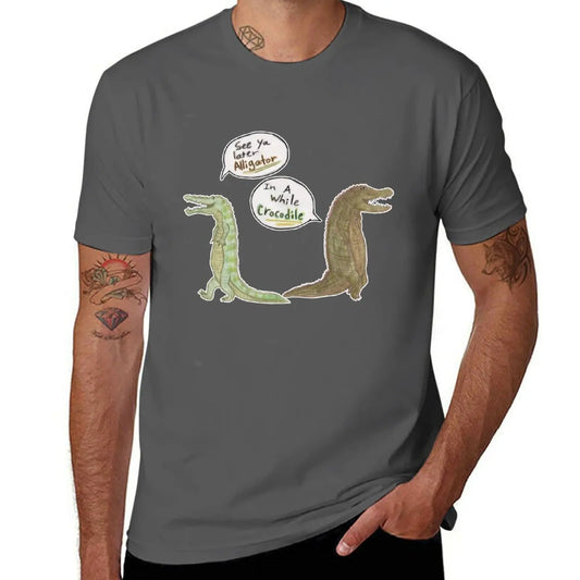 T-Shirt Crocodile Marrant Gris Foncé