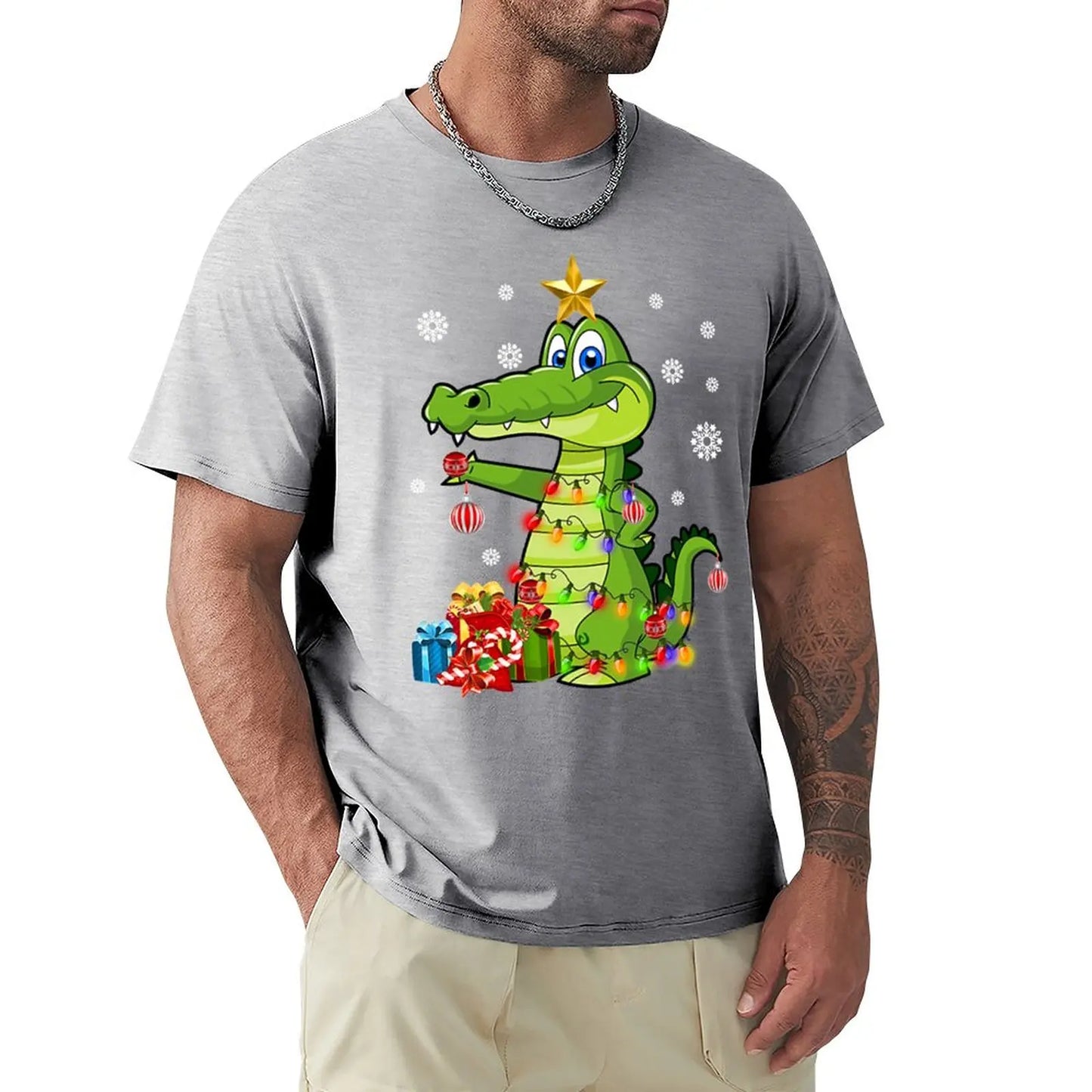 T-Shirt Crocodile Noel Gris