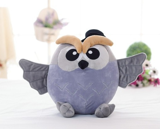 Peluche  Hibou Coloré Gris